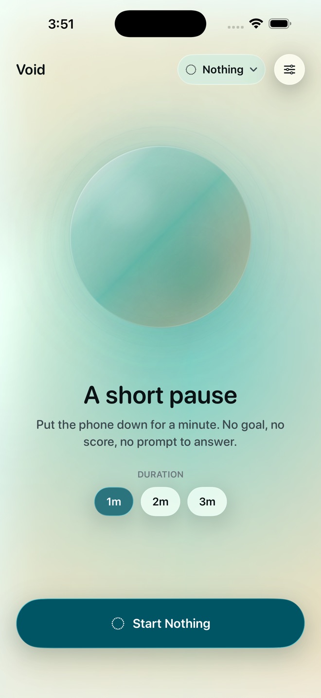 Void home screen